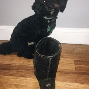 Women’s Classic Short Sequin Black UGG Boots Sz 10
